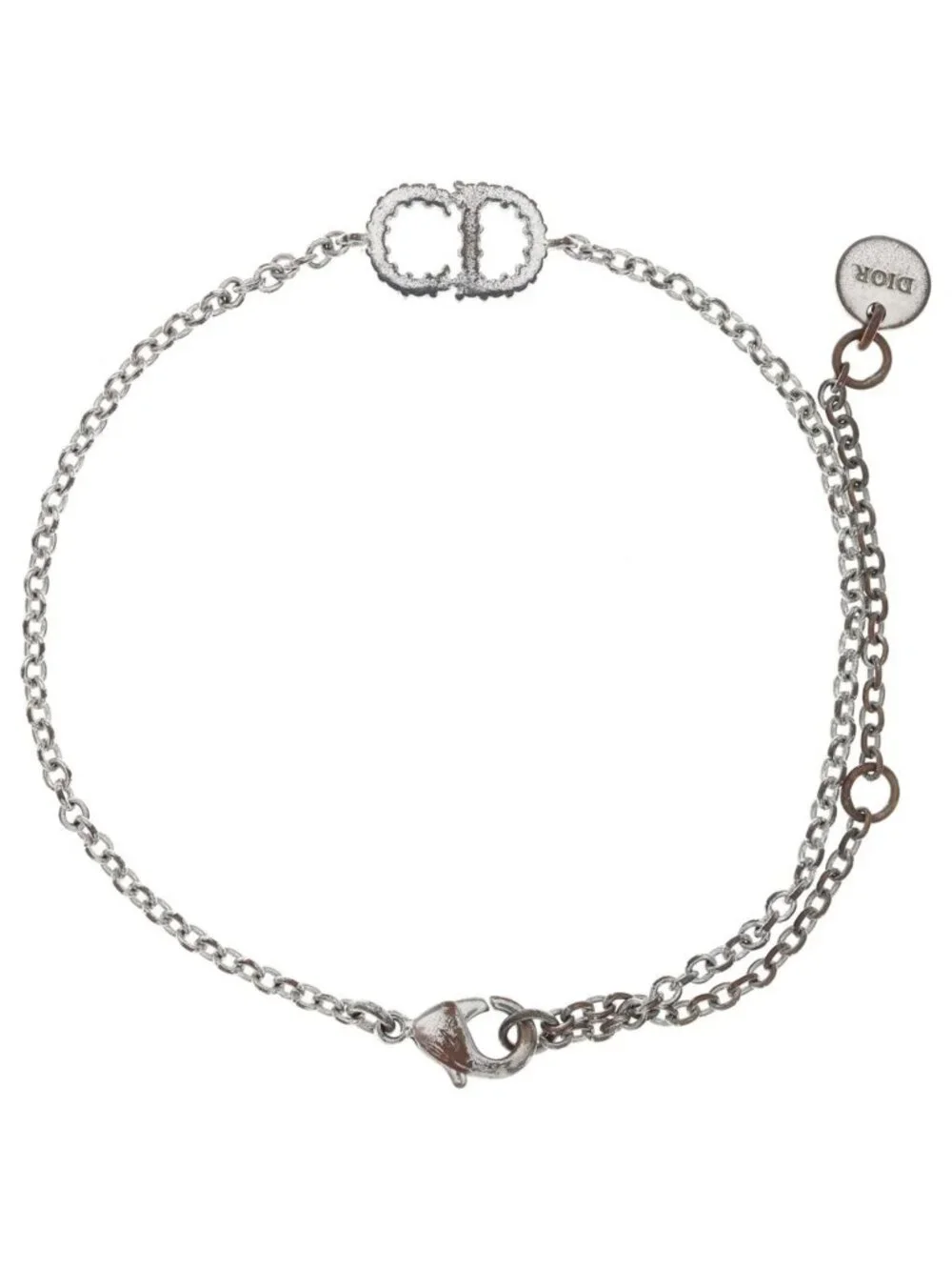 Dior CD Logo Rhinestone Bracelet Silver Chain